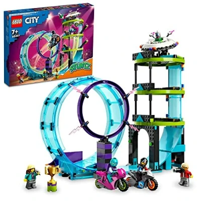 Imagen de LEGO 60361 City Stuntz Desafío Acrobático: Rizo Extremo, 1 o 2 Jugadores, Motos de Juguete con Retro Fricción, Regalo Cumpleaños, Set 2023