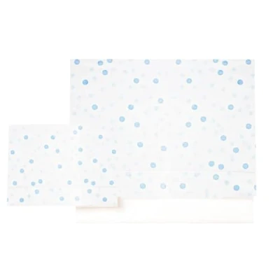 Imagen de Various Juego de Sábanas para Cuna 60 x 120 cm, Ropa Cuna,100% Algodón Extrasuave Fafricado en Europeo (Bajera+encimera+Funda Almohada) Estampado Luna Azul/Blanco