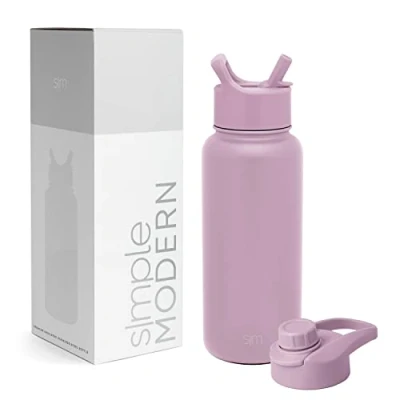 Imagen de Simple Modern Water Bottle with Straw and Chug Lid Vacuum Insulated Stainless Steel Metal Thermos Bottles Reusable Leak Proof BPA Free Flask for Sports, Gym Summit Collection 32oz, Lavender Mist