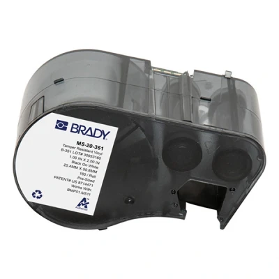 Imagen de BMP51 Brady M5 20 351 etiquetas de vinilo negro sobre blanco 25,4 mm x 50,8 (original)