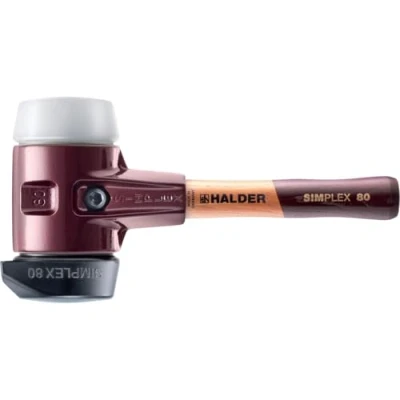 Imagen de Simplex 3027.282 Martillo de goma, con soporte y carcasa hierro maleable mango madera extra corto alta calidad, diámetro = 80 mm,