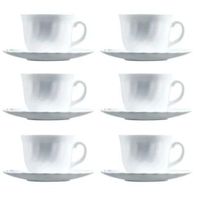 Imagen de Luminarc Trianon Set 6 Tazas Con Plato Opal 22cl Blanco