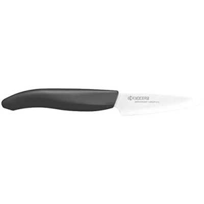 Imagen de KYOCERA FK 075 WH BK BIO, cuchillo para pelar, 7,5 cm, mango de bioplástico, cuchilla cerámica circonio afilada, afilada a mano, ligera, no corrosiva, sin transferencia sabor