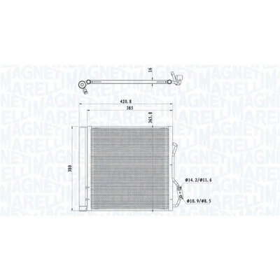 Imagen de MAGNETI MARELLI 350203921000 Condensador con secador 365x365,8x16 365,8 365 16 SMART: City Coupe, Cabrio, Fortwo I Coupé