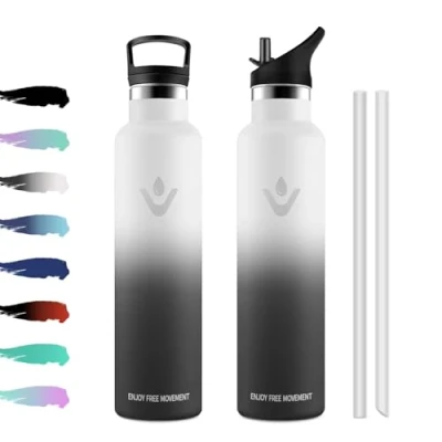 Imagen de Botella Agua Termica 1L, Cantimplora con Pajita y Filtro, a Prueba de Fugas, sin BPA, Acero Inoxidable, Termo para Oficina, Senderismo, Adultos, Bicicleta, Ciclismo, Alpinismo