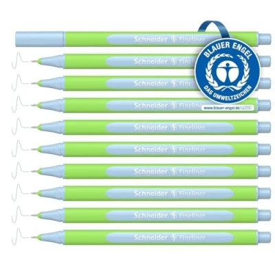 Imagen de Schneider Line Up Pastell Fineliner Rotulador de punta fina (triangular, grosor trazo 0,4 mm, carcasa plástico biológico, 10 unidades), color azul pastel