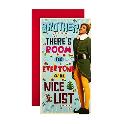 Imagen de Hallmark Tarjeta de Navidad para hermano, diseño divertido elfo