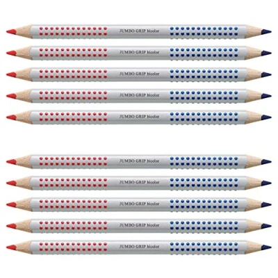 Imagen de Faber Castell 110910 Jumbo Grip Lápiz separador de plata, bicolor rojo y azul (10, separadores plata)