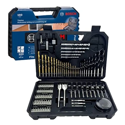 Imagen de Bosch Home and Garden 2608594070 Juego de accesorios mixtos (103 piezas), 0 V, Negro