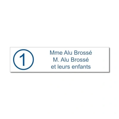 Imagen de Placa grabada para nombre y número buzón autoadhesivo, 10 x 2,5 cm, personalizada, 1 a 3 líneas, color blanco
