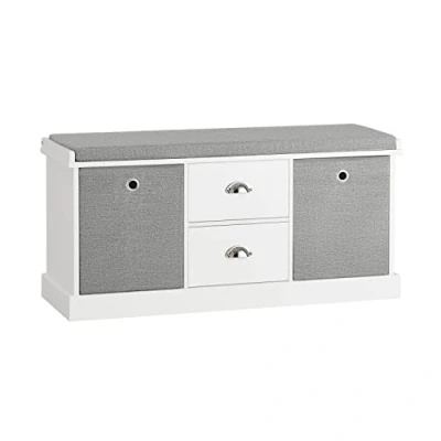 Imagen de SoBuy FSR66 HG Zapatero Banco con 2 cajones y cestas,Banco almacenaje,L100 x P35 H50cm,ES