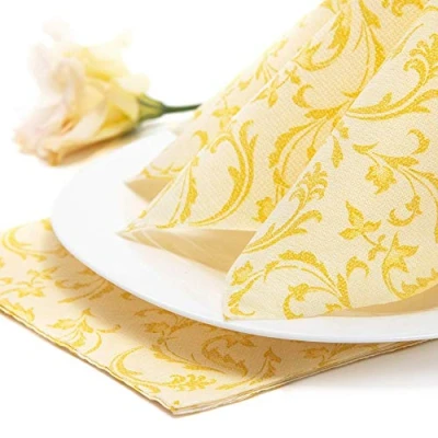 Imagen de PAPSTAR Royal Collection 84996 Damascato Servilletas (50 Unidades, Pliegue 1/4, 40 x cm), Color Amarillo