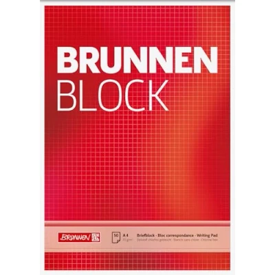 Imagen de Brunnen Bloque de papel, A4, cuadros, 70 q/qm, 50 Unidades, blanco