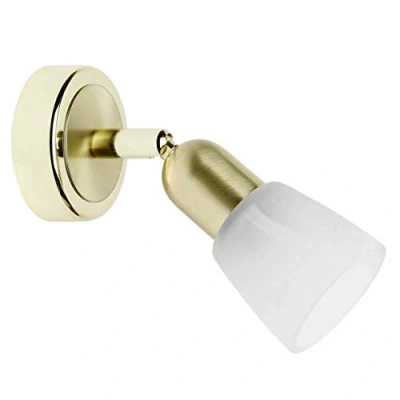 Imagen de BRILLIANT lámpara Sofia aplique de pared latón/alabastro blanco 1x D45, E14, 40W, adecuado para lámparas caída (no incluidas) Escala a ++ E Cabeza giratoria