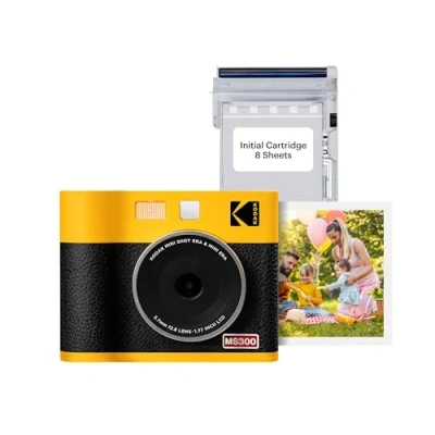 Imagen de KODAK Mini Shot 3 ERA 4PASS Cámara instantánea 2 en 1 e Impresora de Fotos (7,6 x 7,6 cm, 8 Hojas), Color Amarillo