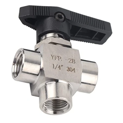 Imagen de Válvula de Bola Acero Inoxidable 3 Vías, BSPP 1/8 &quot;, 1/4&quot;, 3/8 1/2&quot;, Rosca Hembra, Duradera, Control Flujo Tubería para Agua, Gas, Aire, Aceite(BSPP1/4&quot;)