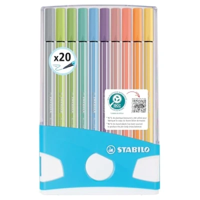 Imagen de Stabilo Point 20 rotuladores de colores surtidos, 10 ellos color pastel