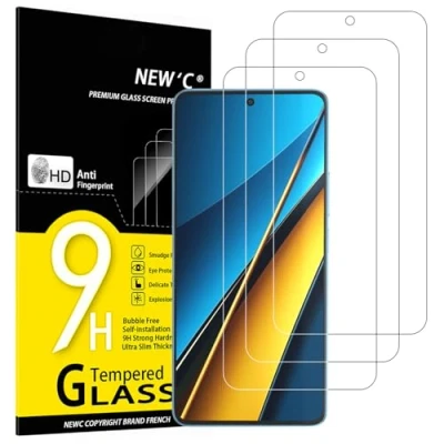 Imagen de NEW&#039;C 3 Piezas, Protector Pantalla para Xiaomi Poco X6 5G, Pro Cristal templado Antiarañazos, Antihuellas, Sin Burbujas, Dureza 9H, 0.33 mm Ultra Transparente, Resistente