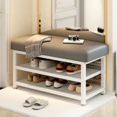 Imagen de DSEWTEZXI Banco Entrada con tapizado Asiento, Interior banqueta baño Zapatero, Moderno banquetas Dormitorio, recibidor Entrada, Sala de Estar Zapatero reposapies Sofa.