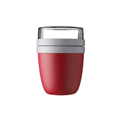 Imagen de Mepal Fiambrera Ellipse Práctico Vaso para Yogur y Muesli Compartimentos separados Porta Alimentos Apto Congelador, Microondas Lavavajillas 500 ml + 200 Nordic Red