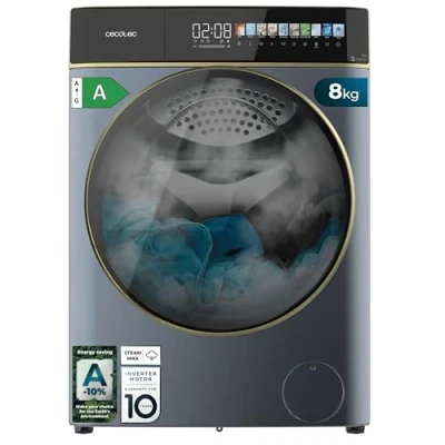 Imagen de Cecotec Lavadora 8Kg Carga Frontal Bolero DressCode 8900 Inverter FullColor Ice Blue A. Acabado En Azul 1400 Rpm, Pantalla 10,3&quot;, 11 Programas, Inverter, SteamMax, Clase A