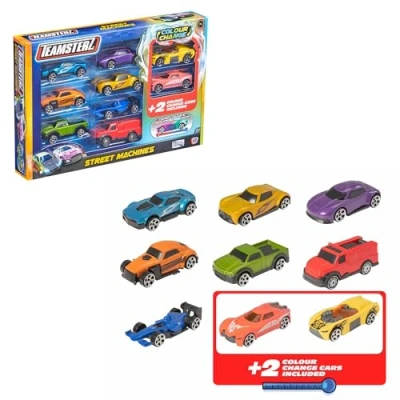 Imagen de Teamsterz Juego de Coches máquinas callejeras 9 fundidos a presión 2 Que cambian Color activados por Agua Juguetes Coche Ideales para el y la Hora del baño