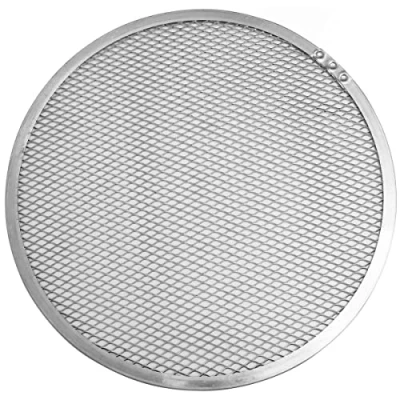 Imagen de FM PROFESSIONAL Bandeja de horno en aluminio redonda perforada o retina para hornear pizzas, enfriar repostería y descongelar alimentos, 33x33x0,3cm, 1ud.