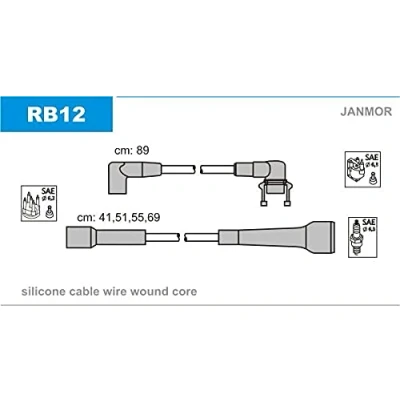 Imagen de JANMOR RB12 Juego de Cables Encendido RENAULT: 11 Hatchback, 9 Berlina