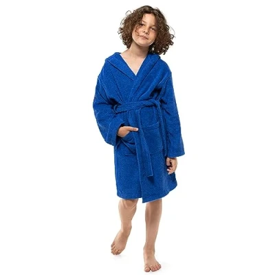 Imagen de Twinzen Bata Niño y Niña Adolescente con Capucha, 100% Oeko Tex, Invierno 9 10 Años Azul Marino Tejido Esponja Batin de Baño Ultra Suave Absorbente
