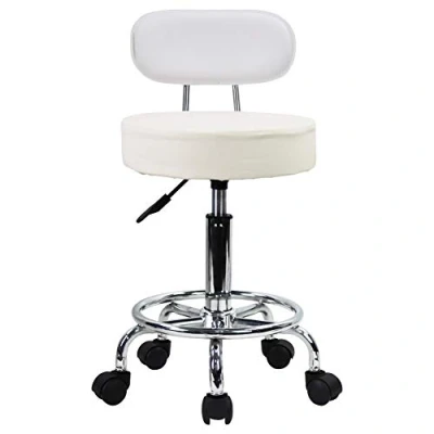 Imagen de KKTONER Taburete de Bar telesilla Silla giratoria banqueta experimentales heces Aprendizaje Belleza Alta Trasera Regulable en Altura con Ruedas Blanco
