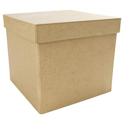 Imagen de Clairefontaine ES Décopatch BT039C Un support en papier brun mâché 16x16x14 cm, Boite carrée