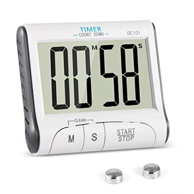 Imagen de Temporizador de Cocina, YXwin Digital Timer Cocina Magnético 24 Horas Reloj Despertador con Pantalla LCD Gran Tamaño Retráctil Soporte