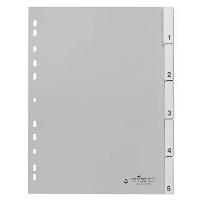 Imagen de Durable 644010 Registro en blanco hecho de PP, 5 partes, perforación universal, gris