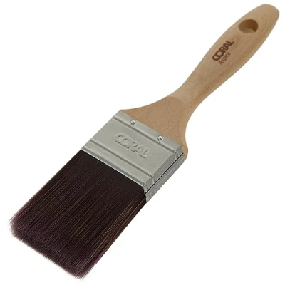 Imagen de Coral 31713 Aspire Brocha profesional de corte recto firme 2 pulgadas con perfil plano para un acabado ultra suave y preciso emulsión comercial o mango madera FSC brillante