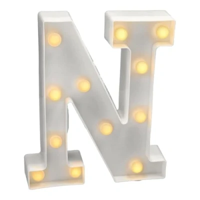 Imagen de JANDEI letras led iluminadas, letra N con luz blanca cálida, luces decoración y ambiente, nocturna bodas, cumpleaños, escaparates, números (funcionan pilas)
