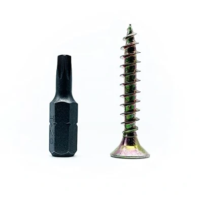 Imagen de DOJA Barcelona Tirafondos para Madera Con Puntas Torx 100 Tornillos 4x60mm + 1 Punta T20 Cabeza Avellanada Acero Galvanizado Set