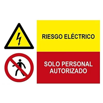Imagen de MovilCom® Adhesivo combinado ¡PELIGRO! RIESGO ELECTRICO/PROHIBIDO SOLO PERS AUTORIZADO 600X400mm señal informativa (ref.PRD4300607)