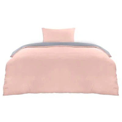 Imagen de Utopia Bedding Funda Nordica Cama 90 Microfibra Juego de Edredon 135x200 cm y 1 Almohada 50x75 (Gris/Rosa)