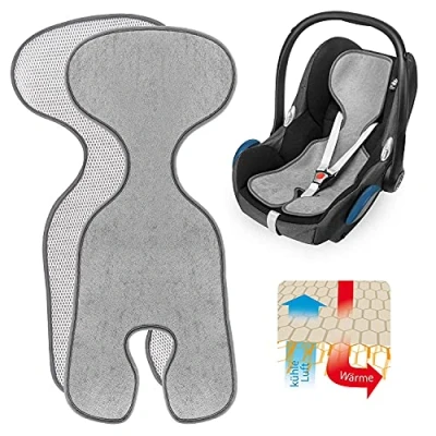 Imagen de ZAMBOO Funda Grupo 0 Universal Verano, Colchoneta Compatible con Maxi Cosi/Cybex/Römer, Verano Silla Coche Transpirable, Gris