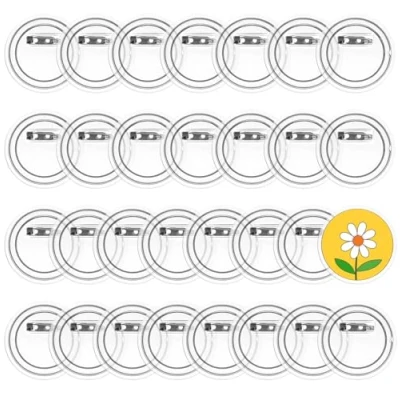 Imagen de QWORK® 30 Piezas Chapas Personalizadas con Alfiler 45mm Transparentes de Acrílico para Actividades Bricolaje