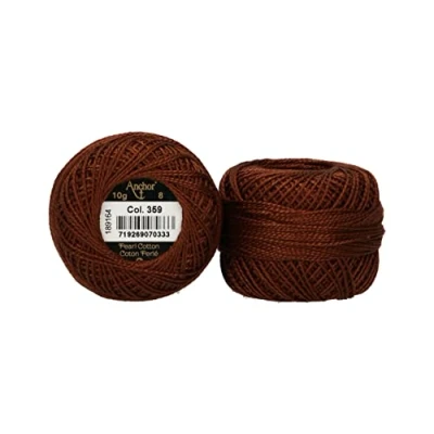 Imagen de Anchor 4591008 00359 Hilo para Bordar (100% algodón, Grosor 8, 82 m), Color marrón
