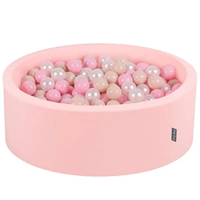 Imagen de KiddyMoon 90X30cm/200 Bolas ∅ 7Cm Piscina De para Ninos Hecha En La UE, Rosa: Beige Pastel/Rosa Claro/Perla