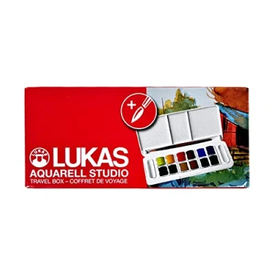 Imagen de LUKAS Aquarell Studio, Acuarelas, Caja de Viaje Plástico, 1,5ml, 12 Colores Surtidos