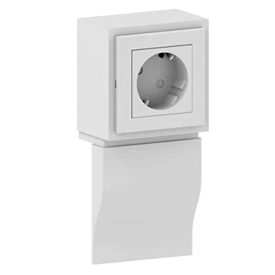 Imagen de Unidad de toma corriente simple Habengut para zócalo PVC 80 mm, blanco