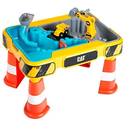 Imagen de Theo Klein 3237 CAT Sand and Water Play Table I with Digger Arm , Dumper Truck 2 Pipes Stoppers Removable Basins Toy for Children Aged 18 months up