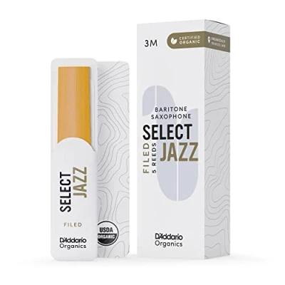 Imagen de D&#039;Addario Orgánico Select Jazz Baritone Cañas para Saxofón de Saxo La Primera y única Caña Ecológica, Filed, 3 Medium
