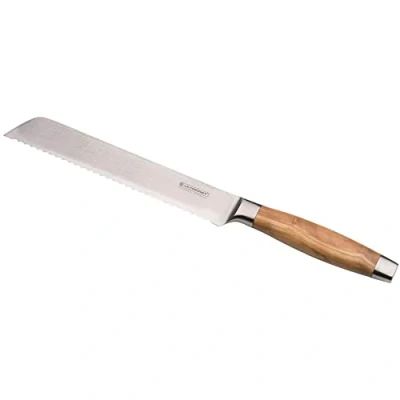 Imagen de Le Creuset Cuchillo para pan, 20 cm, Hoja de acero damasco 18 y 8 borde dentado, Mango Madera olivo, Inox, 98000520000200