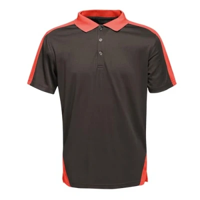 Imagen de Regatta Contrast Quick Wicking Button Neck Polo Shirt T Shirts/Polos/Vests, Hombre, Black/Classic Red, L