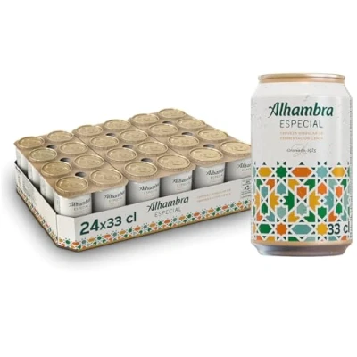 Imagen de Alhambra Especial, Pack 24 Latas x 33 cl, Cerveza Especial de Fermentación Lenta, 5.4% Volumen Alcohol