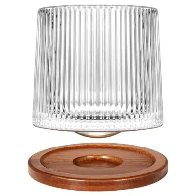 Imagen de Uten Vaso de Whisky Cristal, 275 ml/10 oz Agua Giratorio, Posavasos Bambú, Tacto Grueso, Adecuado para Beber Ron, Brandy, Cócteles, Café, Jugo, Relajarse y Descomprimir, 1 Pieza